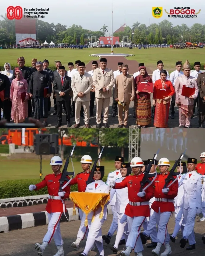 Bupati Bogor Rudy Susmanto Pimpin Upacara HUT ke-80 RI, Serahkan Tanda Kehormatan dari Presiden Prabowo