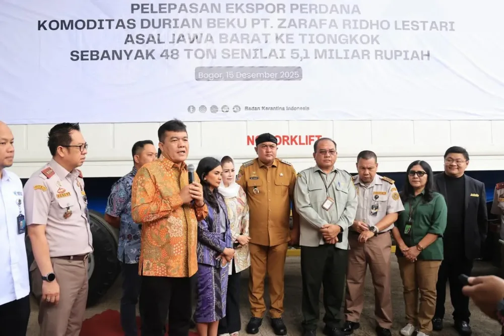 Bupati Bogor Lepas Ekspor Perdana 48 Ton Durian Beku ke Pasar Internasional