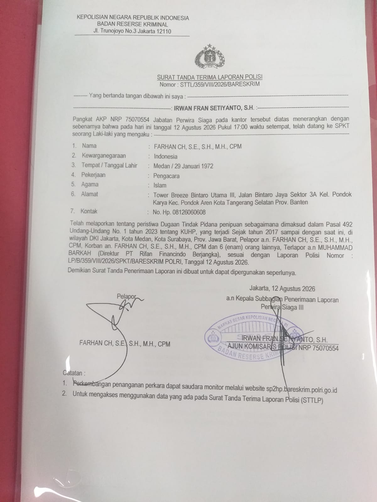 Divisi Hukum FPPI Soroti Dugaan Penipuan Perdagangan Berjangka, Laporan Masuk Bareskrim 2026