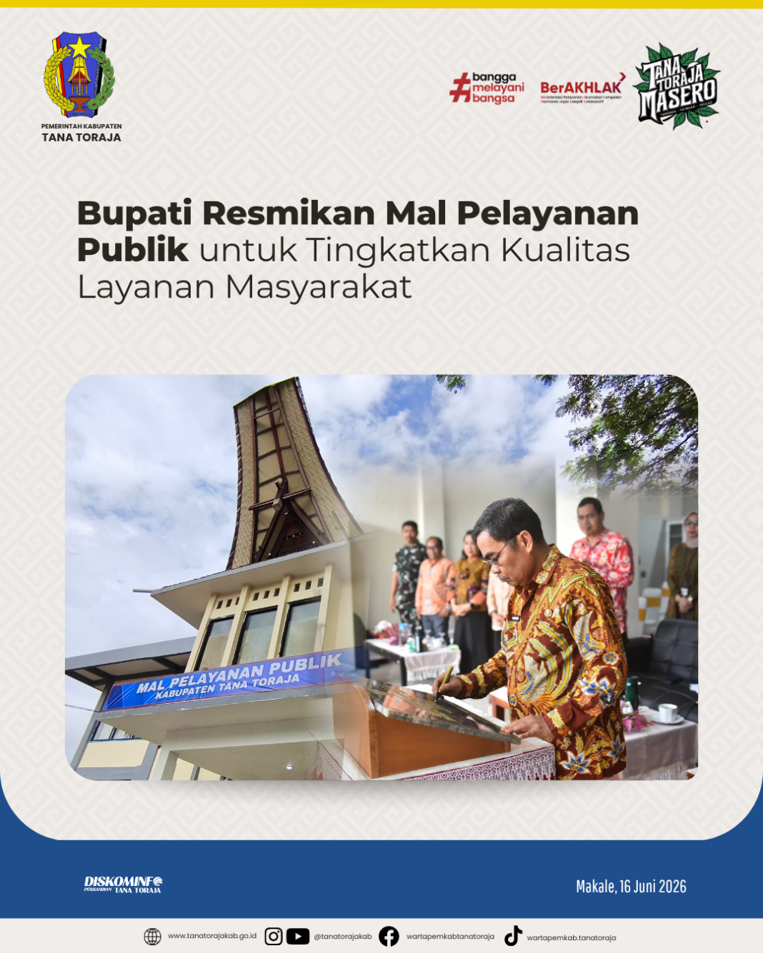 Bupati Tana Toraja Resmikan MPP, Permudah Akses Layanan Warga 2026