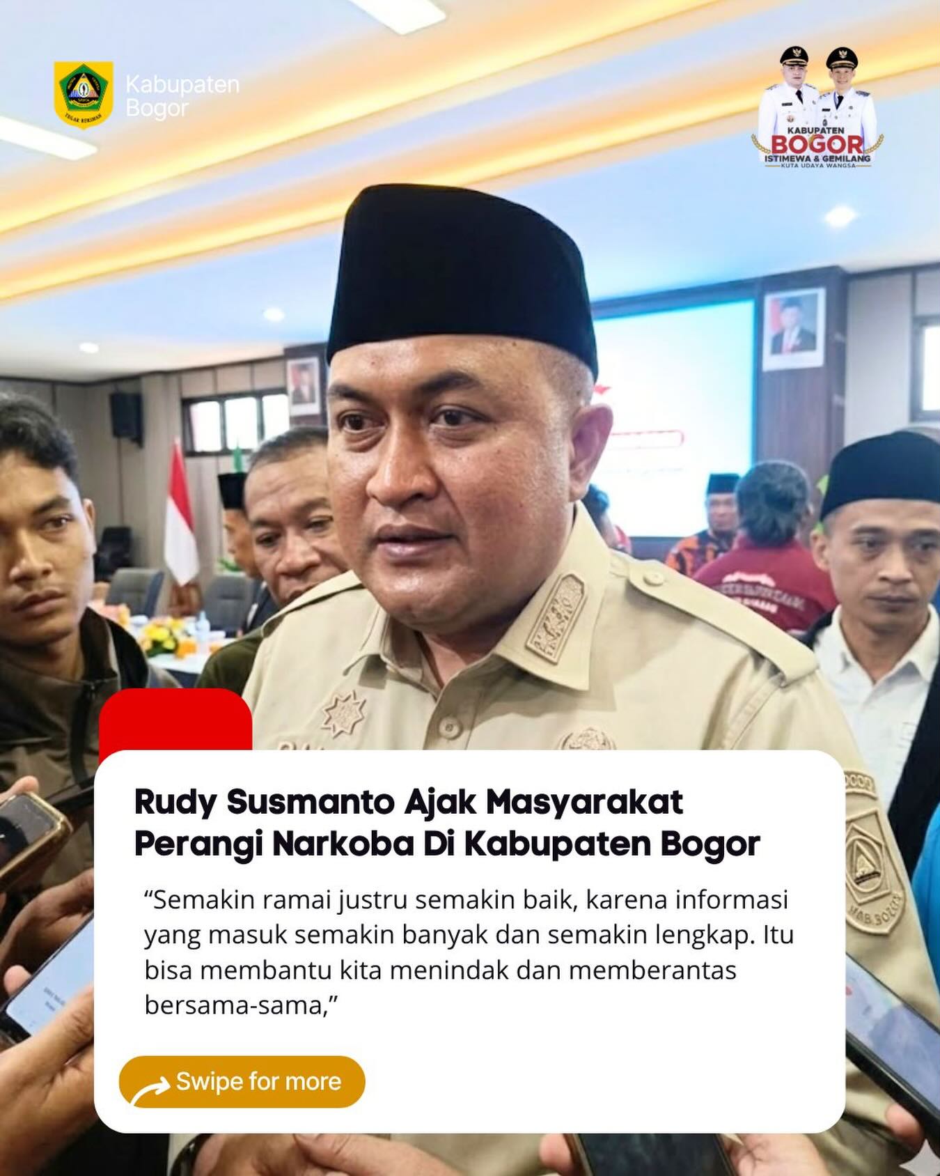 Perangi Narkoba Di Kabupaten Bogor, Bupati Rudy Susmanto Ajak Masyarakat